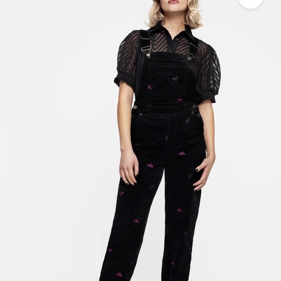 Disturbia Black Velvet Jumpsuit with Sheer Accents - Picture 4 of 8